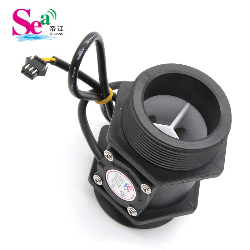 DN50 Large Rate Liquid Flow Sensor with Threaded Connection NPN Pulse Turbine Water Flowmeter Hall Effect 24V Nylon/SUS Material