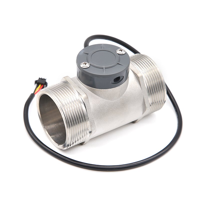 DN50 Large Rate Liquid Flow Sensor with Threaded Connection NPN Pulse Turbine Water Flowmeter Hall Effect 24V Nylon/SUS Material