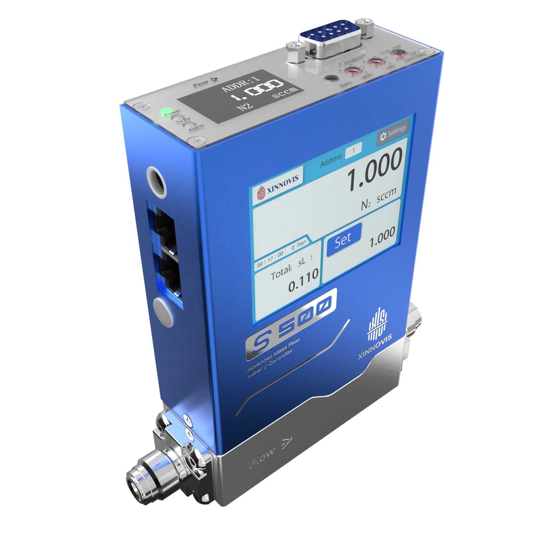 MFC S500 Mass Flow Controller for Gas/Nitrogen/Oxygen/Air/Hydrogen/Argon/Methane/Helium with Touch Screen RS485/0-5V/4-20mA OEM