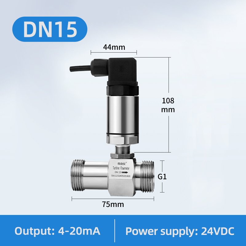 2 Inch 1 Inch Water Turbine Flowmeter with Pulse Signal Thread Connection for Gas Oil Liquid Air OEM Customizable