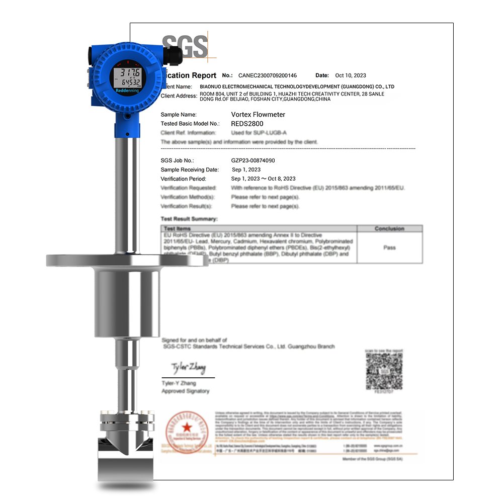 Pulse 4~20mA RS-485 Hart High Precision Flow Meter DN6-DN2000 Air Flowmeter Steam Vortex Flow Meter for Liquid, Oil, Gas
