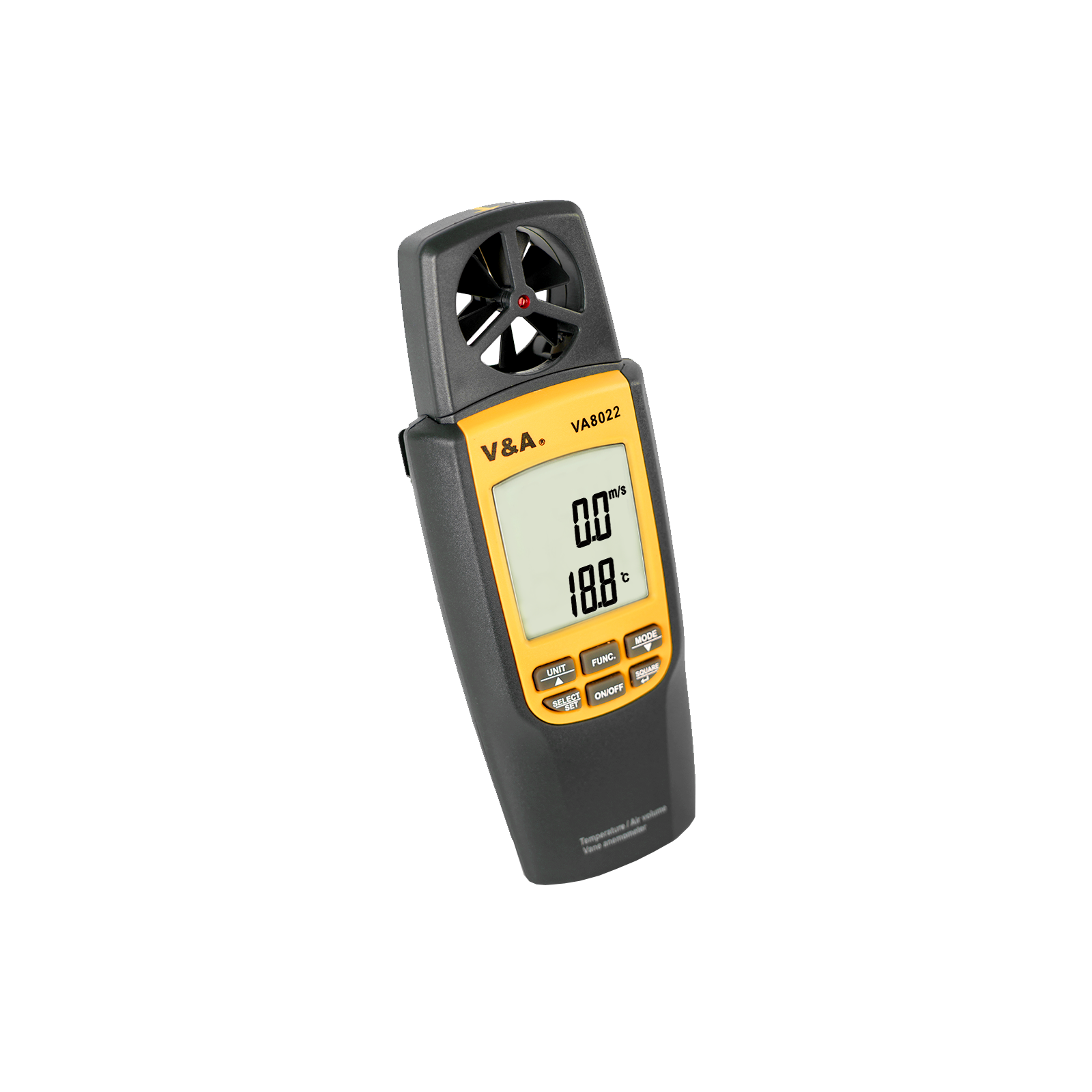 VA8022 Digital Anemometer Handle Wind Speed Meter for Measuring Temperature Vane Wind Volume Air Flow with Backlight Max/ Min