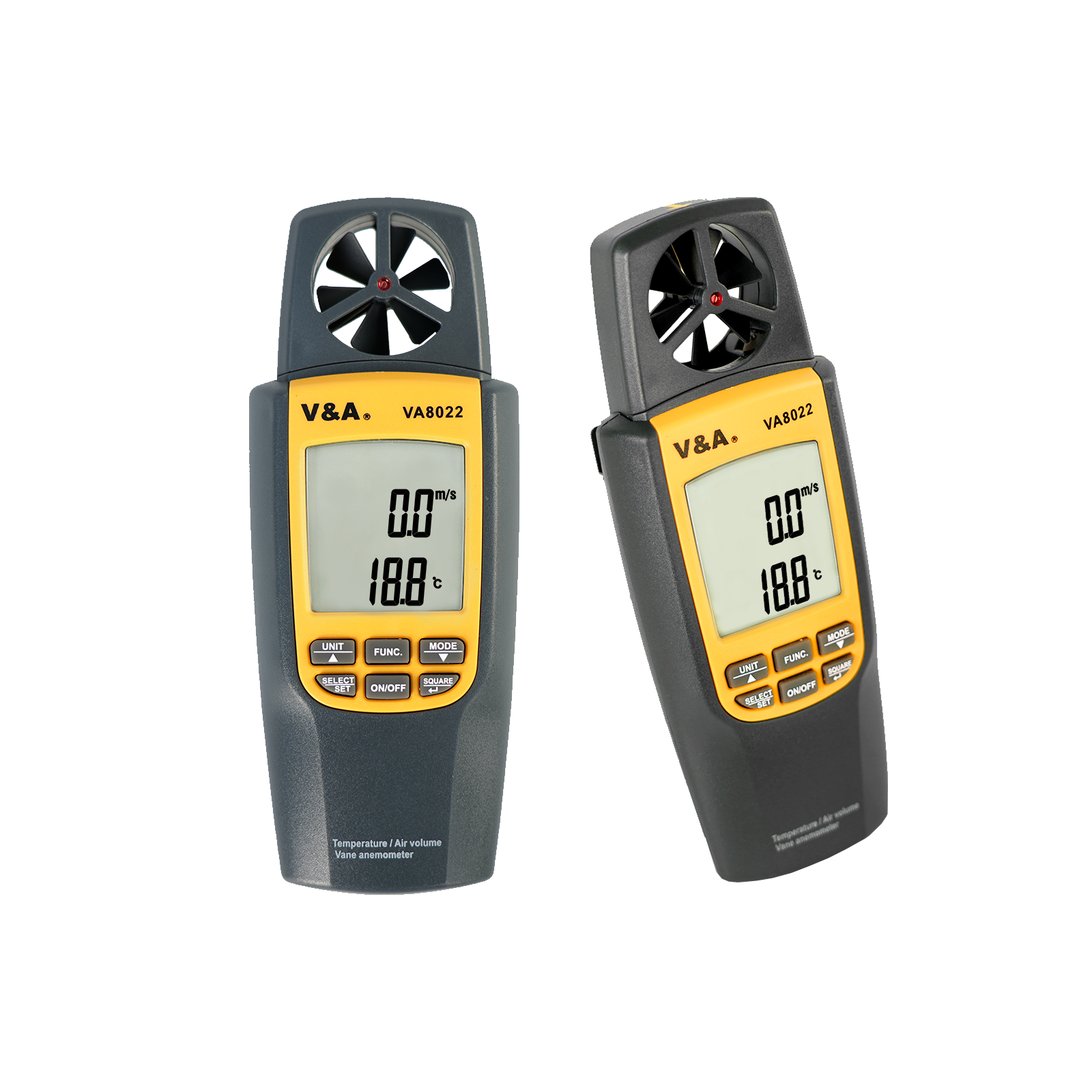 VA8022 Digital Anemometer Handle Wind Speed Meter for Measuring Temperature Vane Wind Volume Air Flow with Backlight Max/ Min