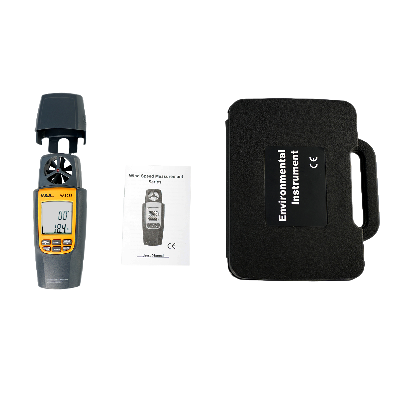 VA8022 Digital Anemometer Handle Wind Speed Meter for Measuring Temperature Vane Wind Volume Air Flow with Backlight Max/ Min