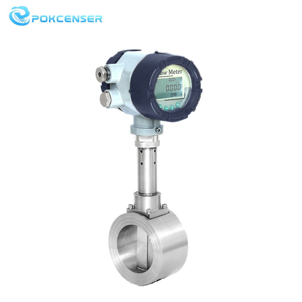 Pokcenser High Temperature Digital RS485 Propane Biogas Steam Gas vortex air Flow Meter Price