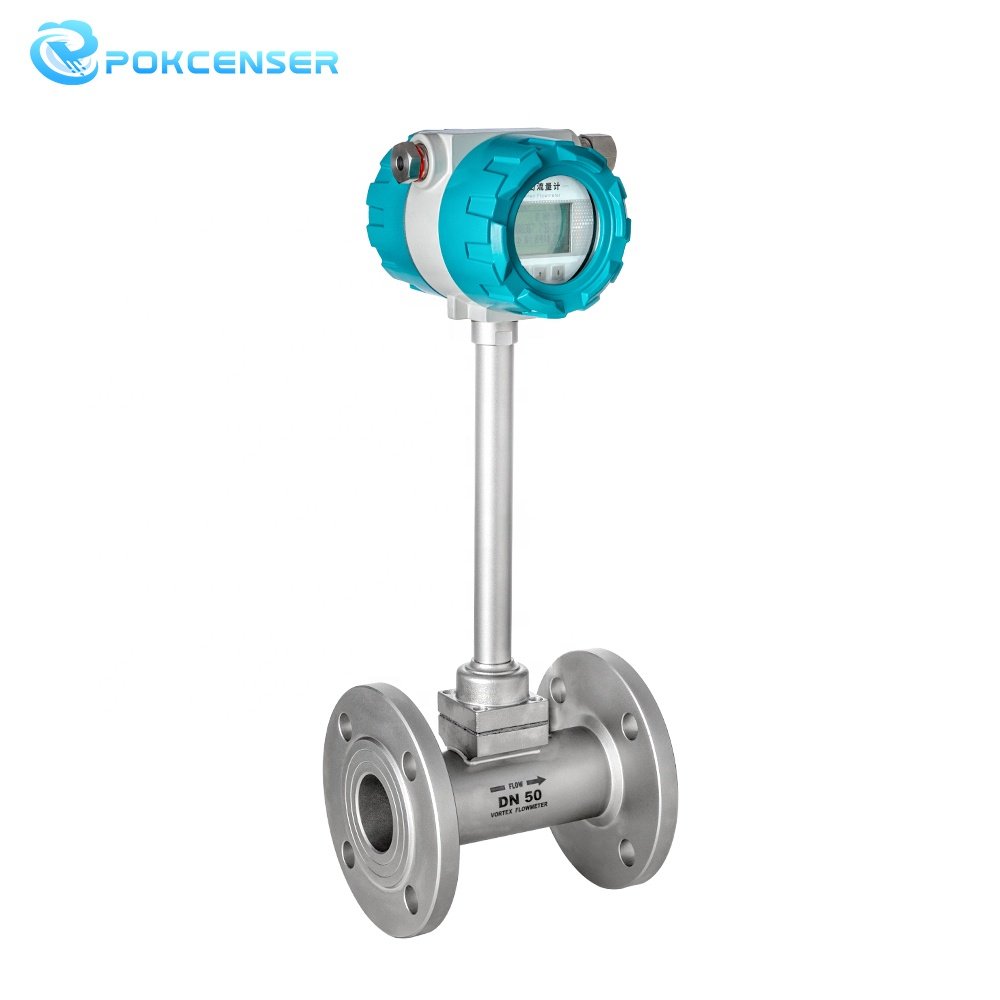 Pokcenser High Temperature Digital RS485 Propane Biogas Steam Gas vortex air Flow Meter Price