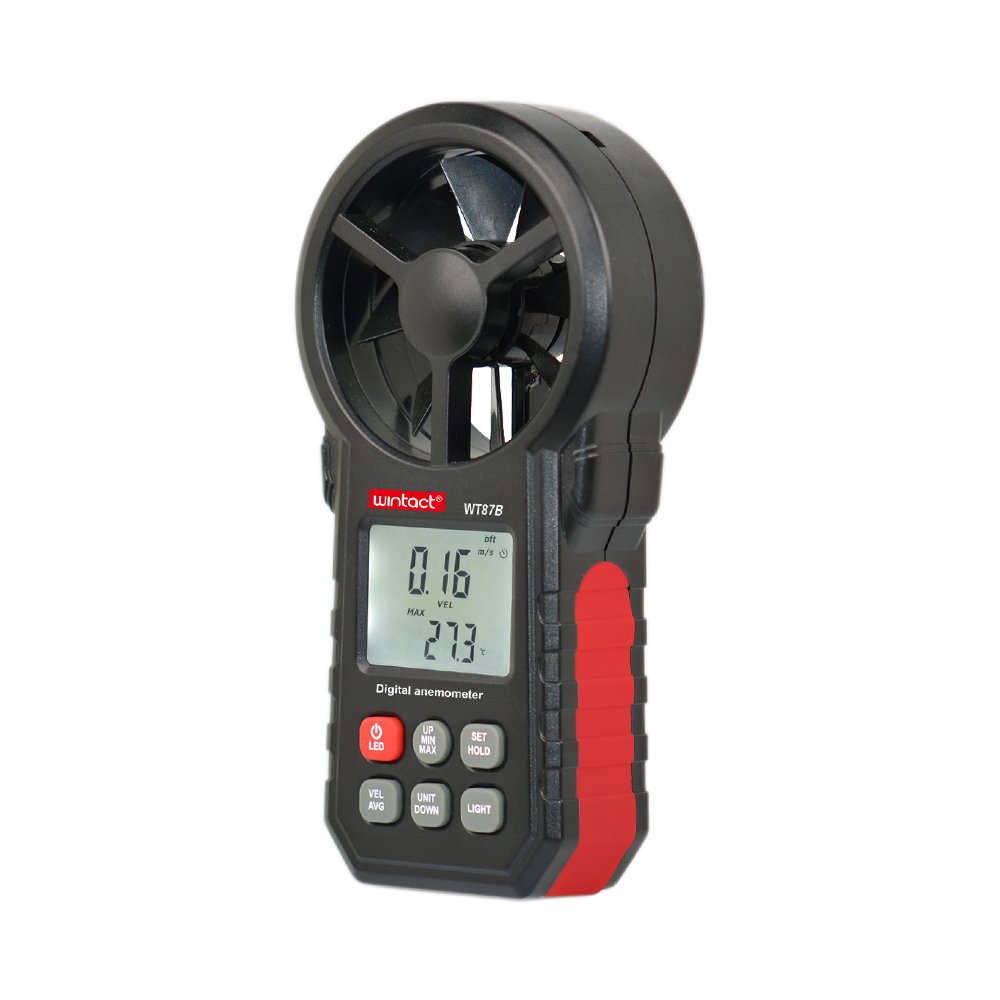 WINTACT WT87B Hand-held Digital Wind Speed Tester CMM 0-999900m3 /min Outdoor Factory School Home Cell Phones, ComputerBlack