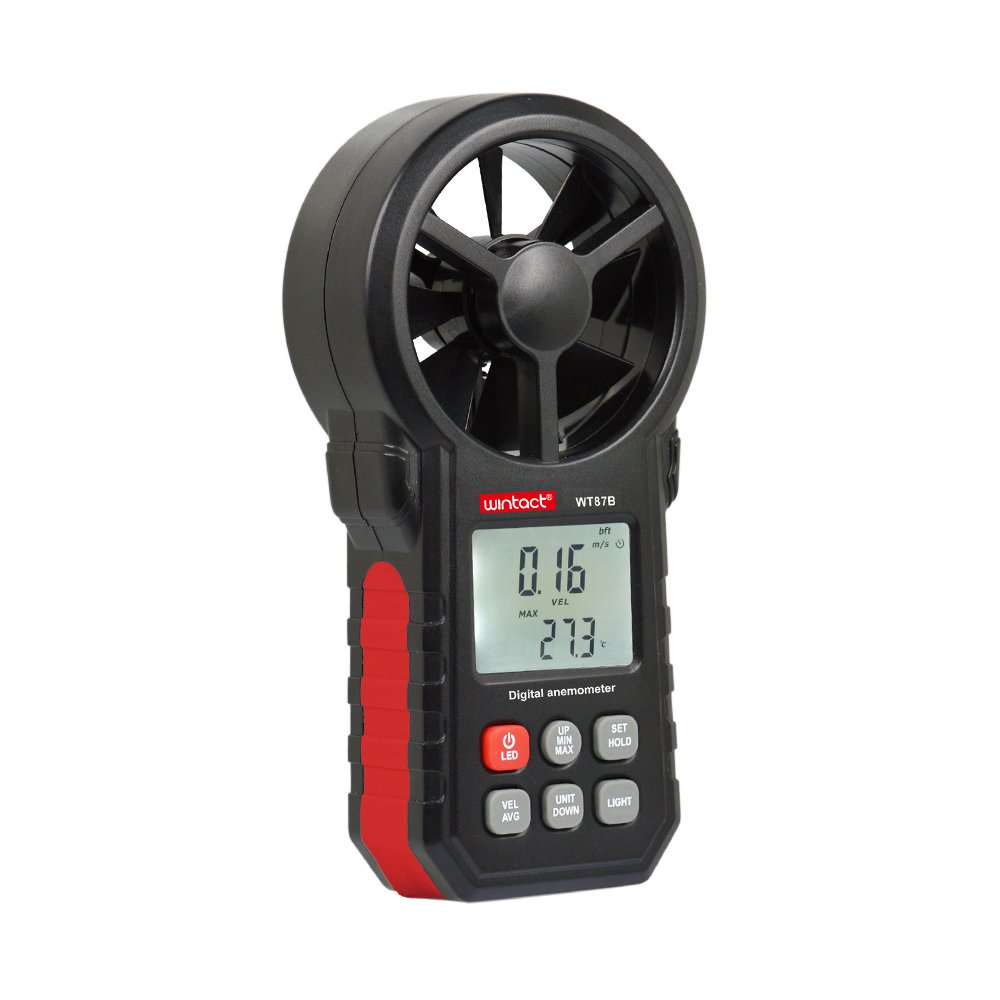 WINTACT WT87B Hand-held Digital Wind Speed Tester CMM 0-999900m3 /min Outdoor Factory School Home Cell Phones, ComputerBlack