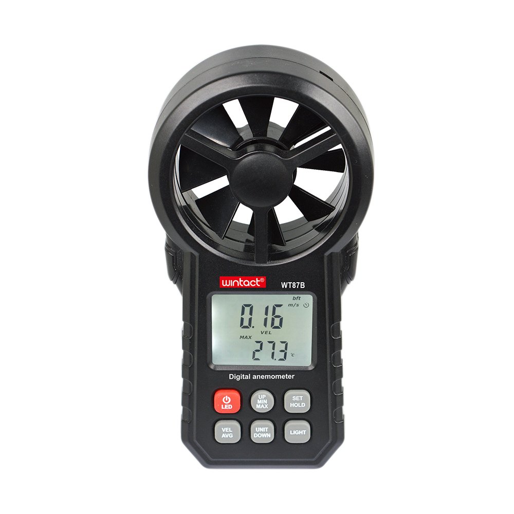 WINTACT WT87B Hand-held Digital Wind Speed Tester CMM 0-999900m3 /min Outdoor Factory School Home Cell Phones, ComputerBlack