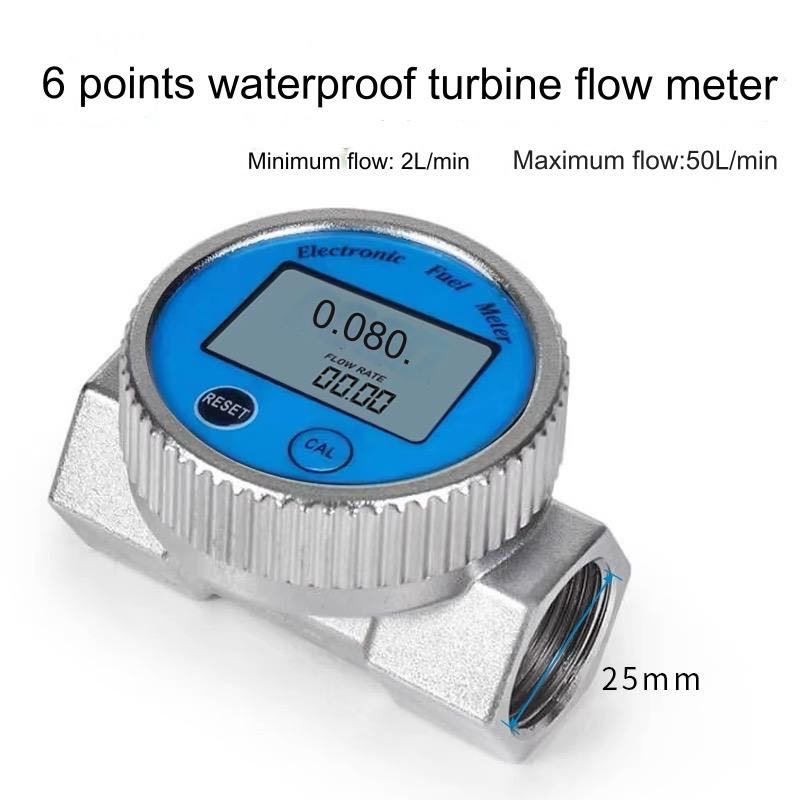 Digital Fuel Gauge, Waterproof Turbine Flowmeter, for Water, Diesel, Fuel, Kerosene, Oil Testing Turbine Fuel Flow Meter