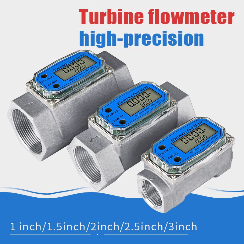 High Precision Mini Small Digital Electronic Flow Meter Digital Turbine Flowmeter for Water Fuel Diesel Gasoline Gas Station