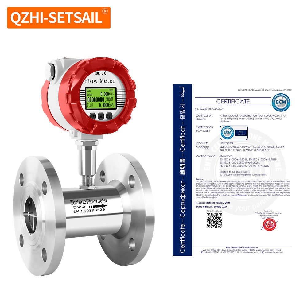 Cheap Factory Manufacturer Liquid Turbine Flowmeter Pure Water Tap Water Lithium Battery Powered LCD Display Flow Meters China