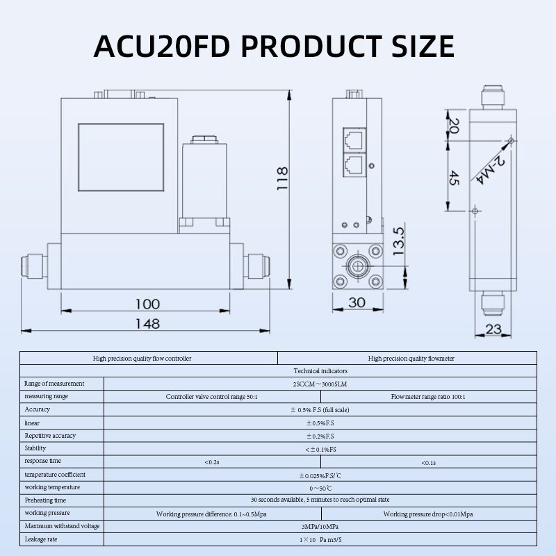 Low-Priced MFC Mass Flow Controller Customizable OEM Compressed Air Oxygen Mass Flow Control Valve Flow Gas Analyzer