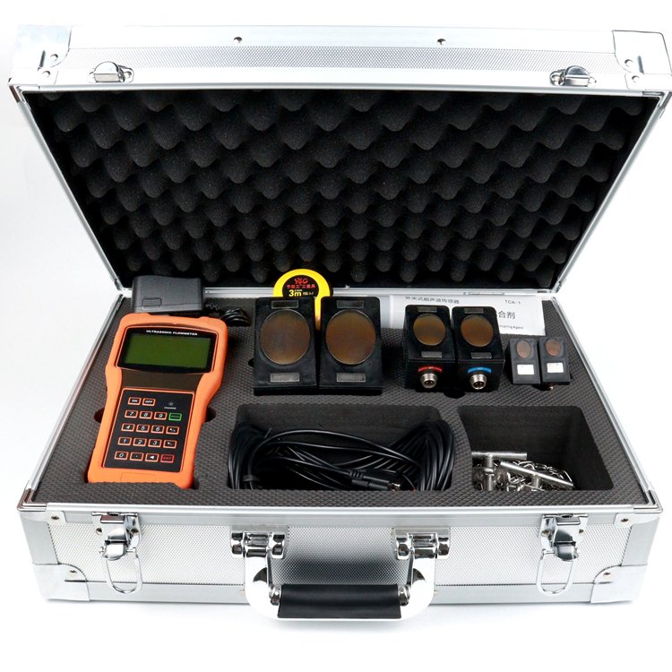 Handheld Ultrasonic Water Flow Meter with Three Clamp-on Type Flow Sensors Pipe Inline Portable Ultrasonic Water Flowmeter