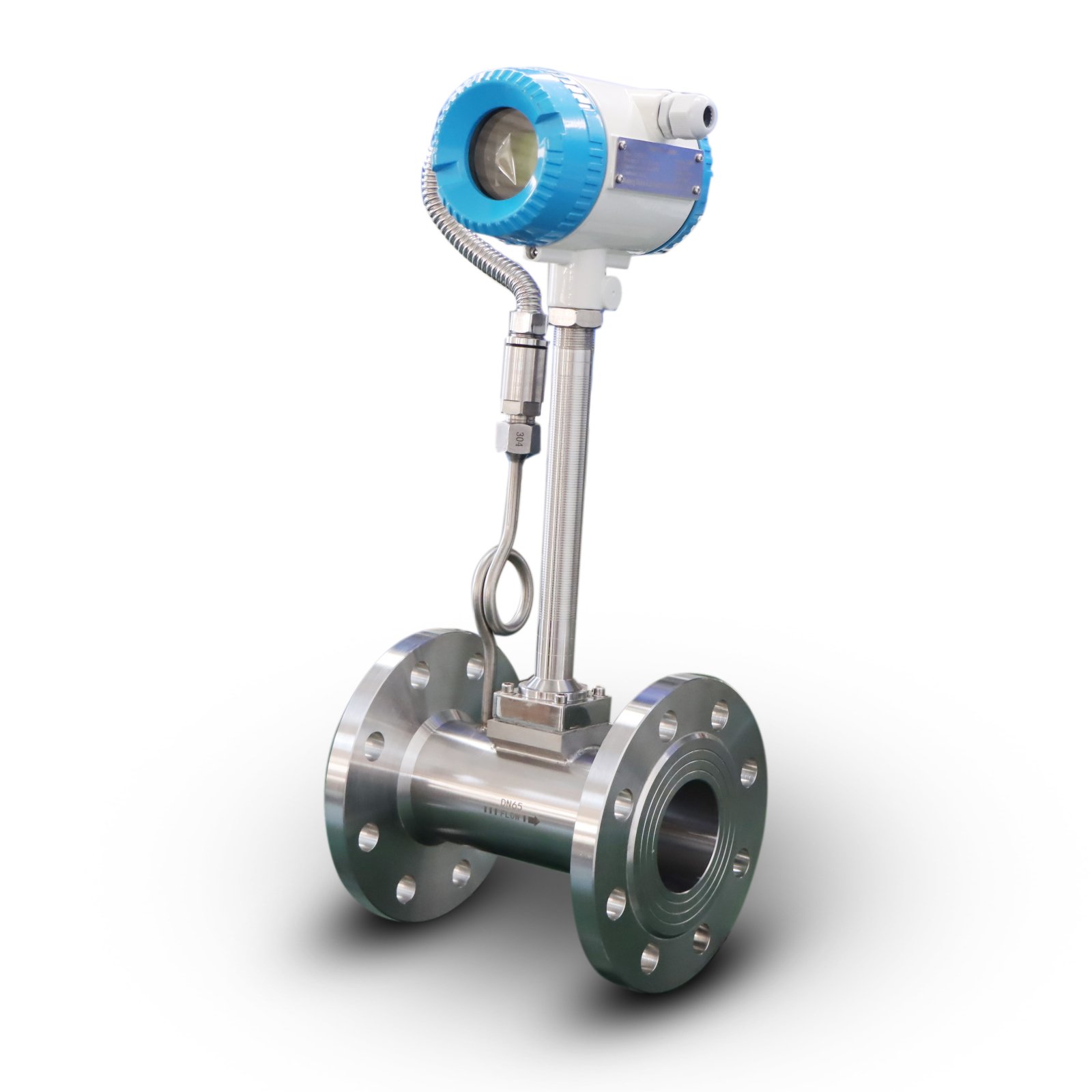 SUS304/316L Hydrogen Gas High Temperature RS485 Gas Steam Vortex Flow Meter