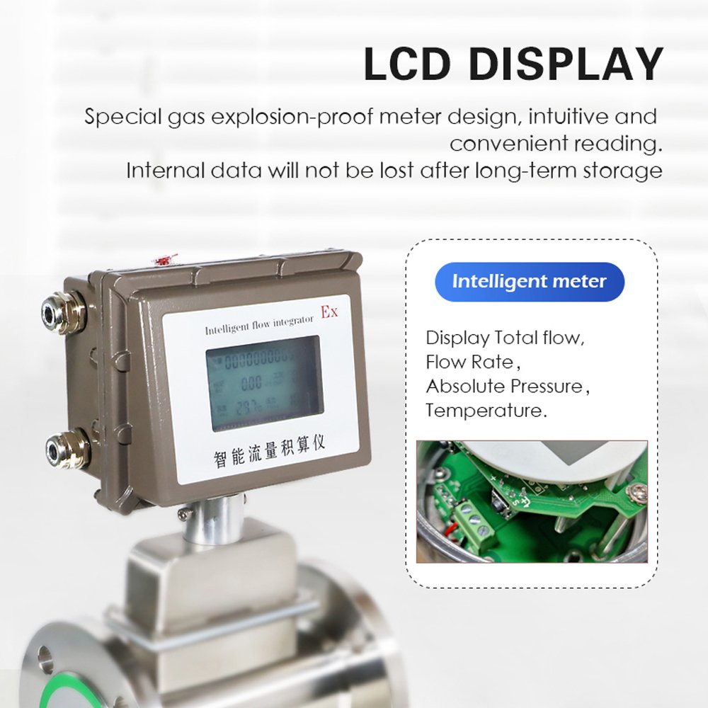 Stainless Steel Flanged Digital Diesel Fuel Oil Flow Meter Explosion Proof Gas Turbine Flow Meter for Gas Air Steam