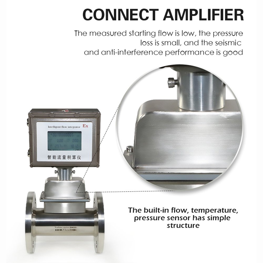 Stainless Steel Flanged Digital Diesel Fuel Oil Flow Meter Explosion Proof Gas Turbine Flow Meter for Gas Air Steam