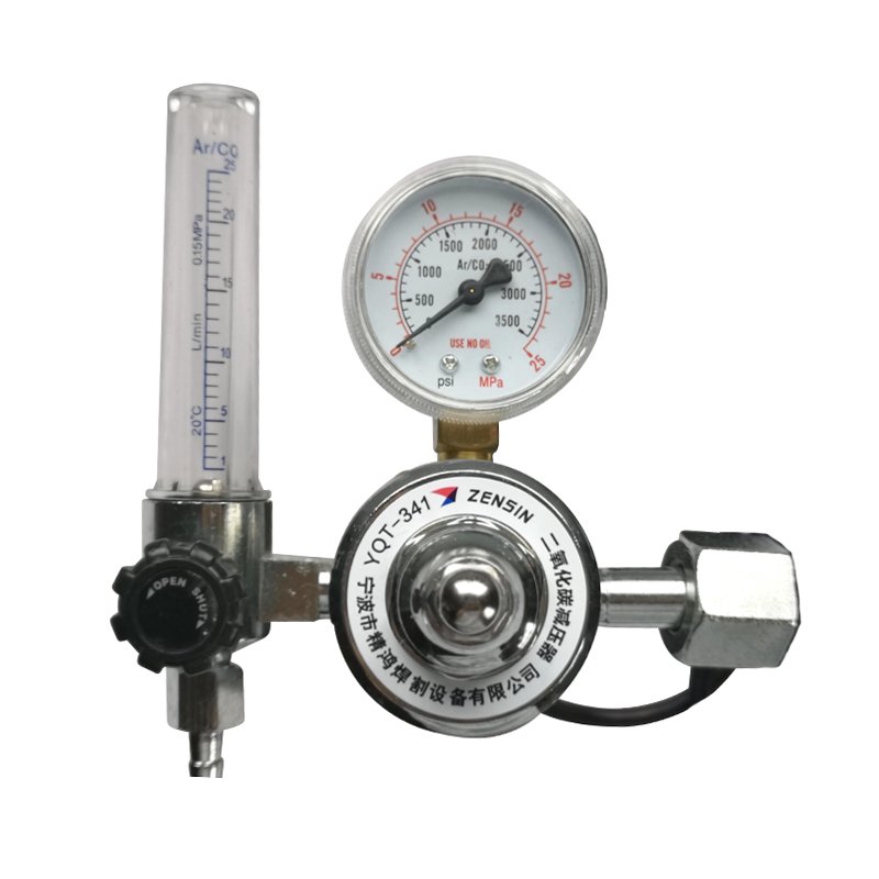 Ningbo Factory Adjustable CO2 Gas Regulator With Flow Meter With Pressure Safety Valve