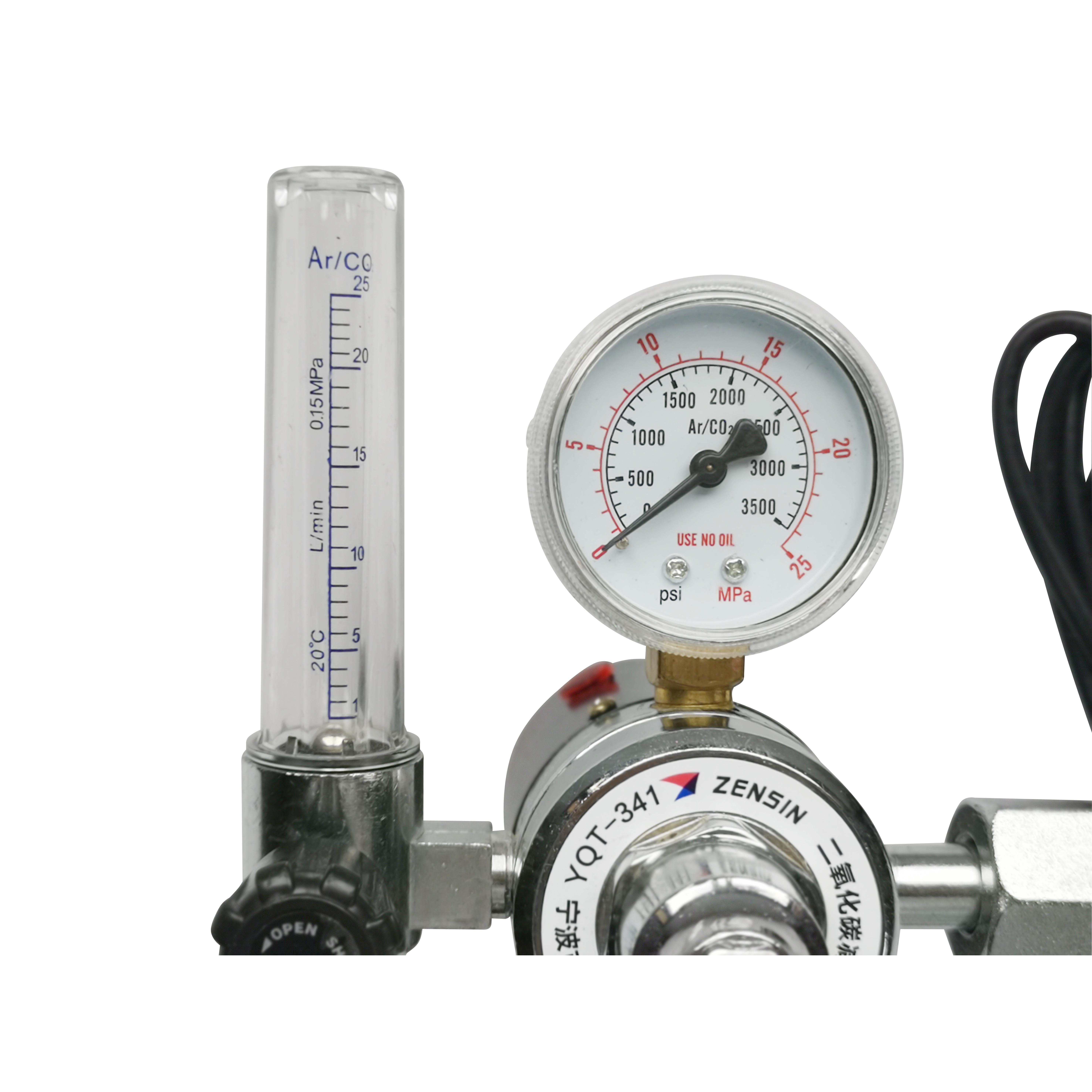 Ningbo Factory Adjustable CO2 Gas Regulator With Flow Meter With Pressure Safety Valve
