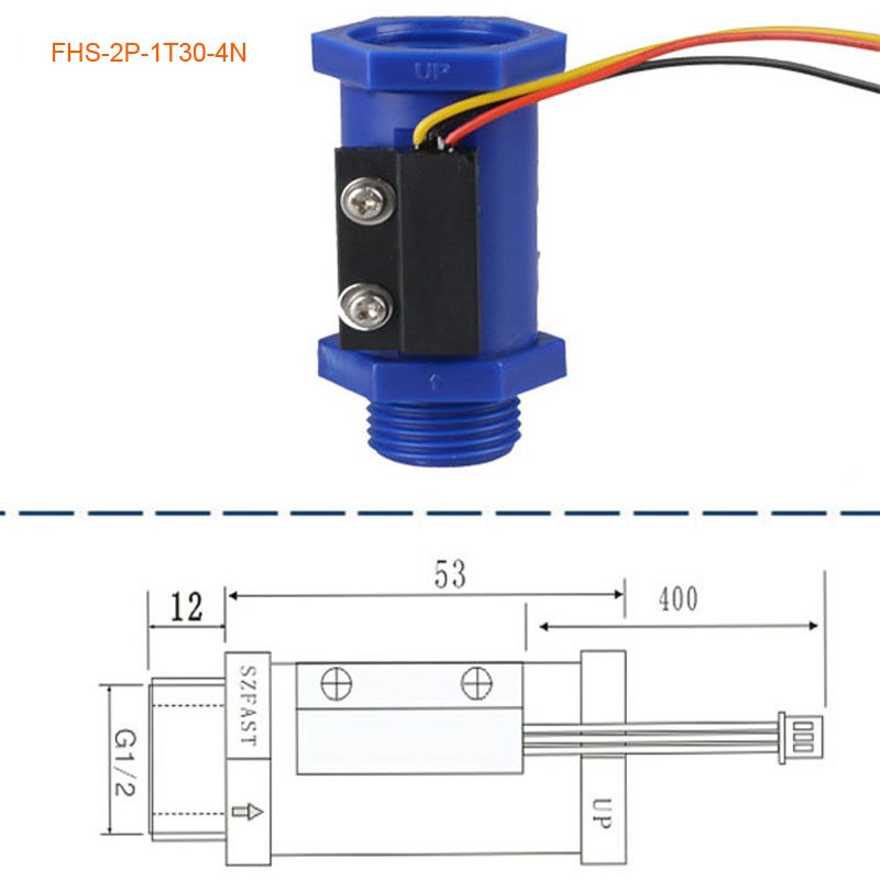 G1/2\" Inch 4 NYLON PA66 Rotor Turbine Hall Effect Magnetic Water Flow Meters 1~30LPM Flow Sensors for Gas Oil Air Measurement