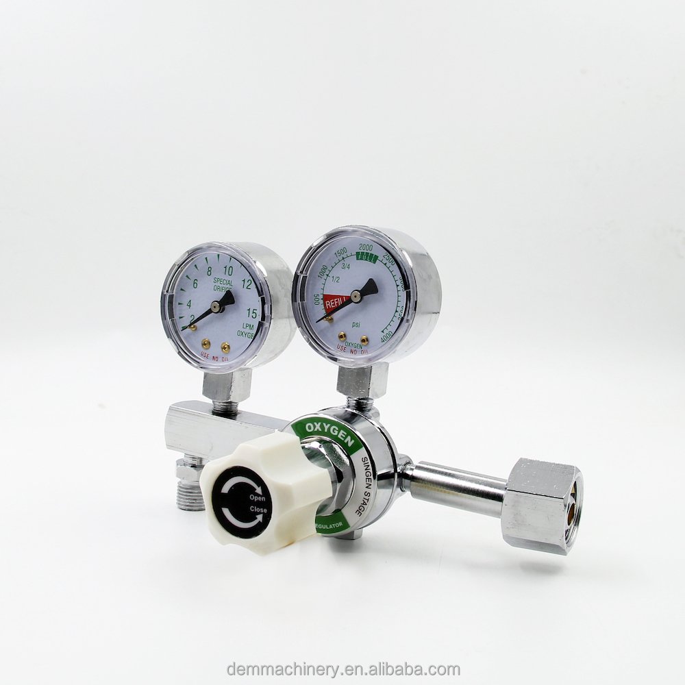DEM SR0200M Medical Brass Body CGA540 Oxygen Cylinder Regulator with Flow Meter Gas Oxygen Regulator