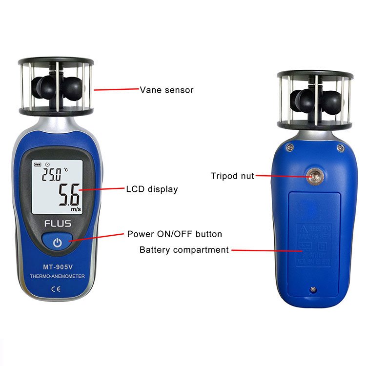 Digital Wind Meter Anemometer Air Wind Speed Meter Air Volume Measurer Air Humidity Flow Meter