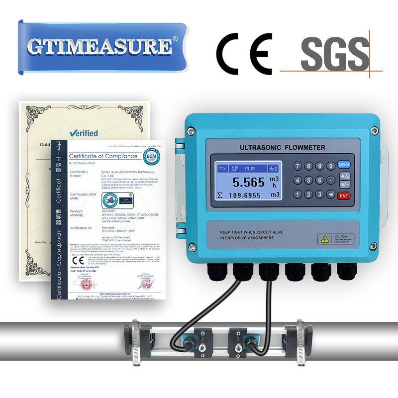 Digital Clamp on Ultrasonic Flowmeter Portable Wall Mounted External Ultrasonic Water Flow Meter