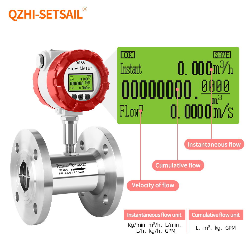 Liquor Essential Oil Fuel Oil Milk Flow Meter Digital Turbine Flowmeter 4-20mA Pulse ModbusRS485 Output Analog Flow Meters CE