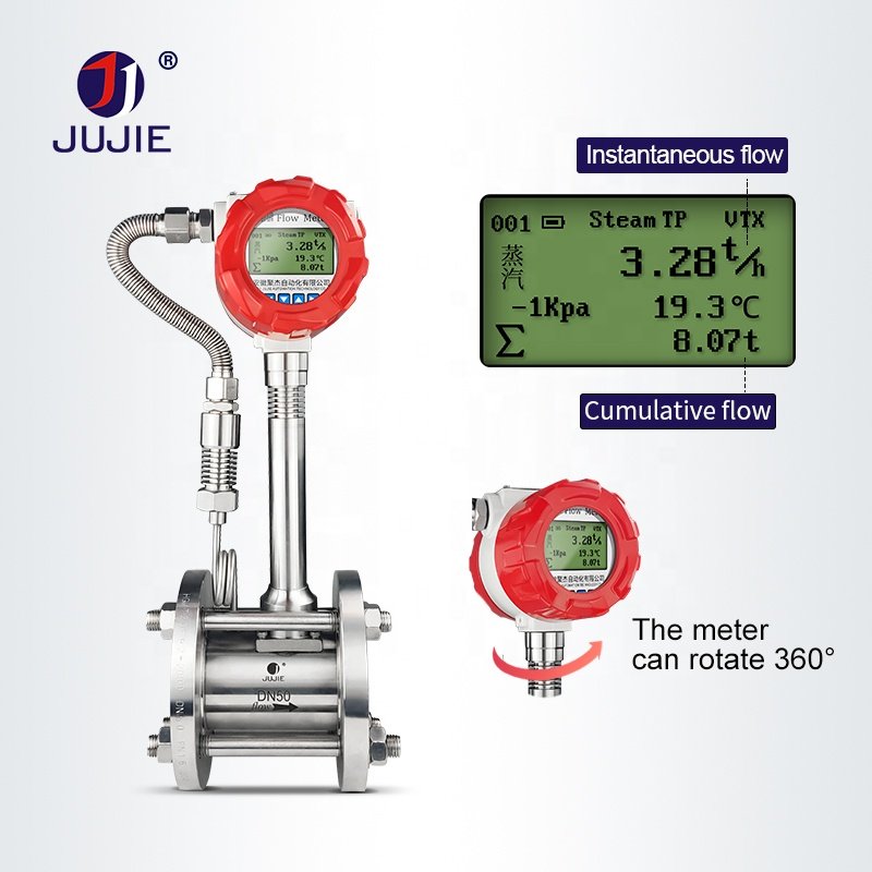 Gas Flow Meter Vortex Flowmeter Air Flow Meter Sensor for Gas Stream Compressed air Nitrogen RS485 4-20mA