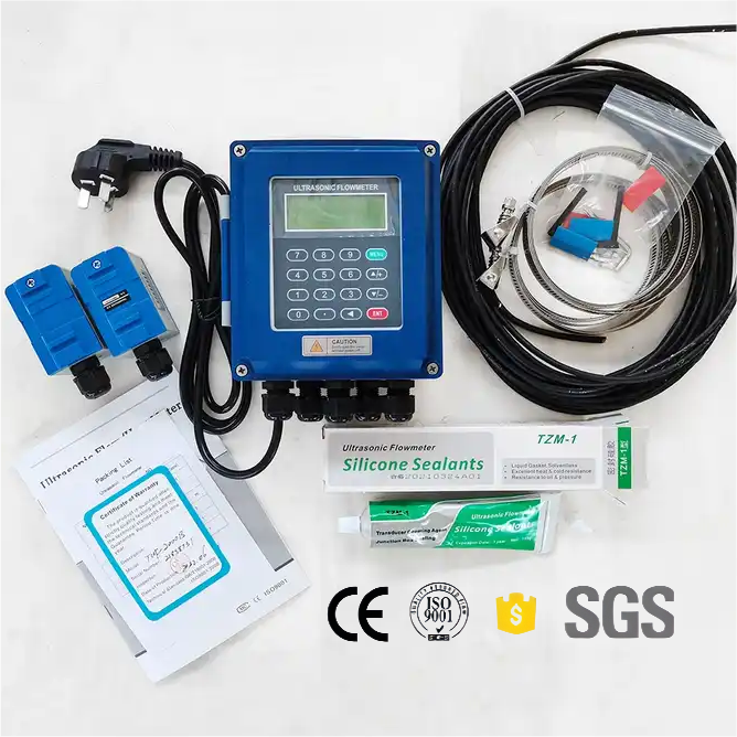 OEM Portable 4-20mA RS485 Clamp on Water Flowmeter Water Sea Water Sewage Alcohol Ultrasonic Flow Meter