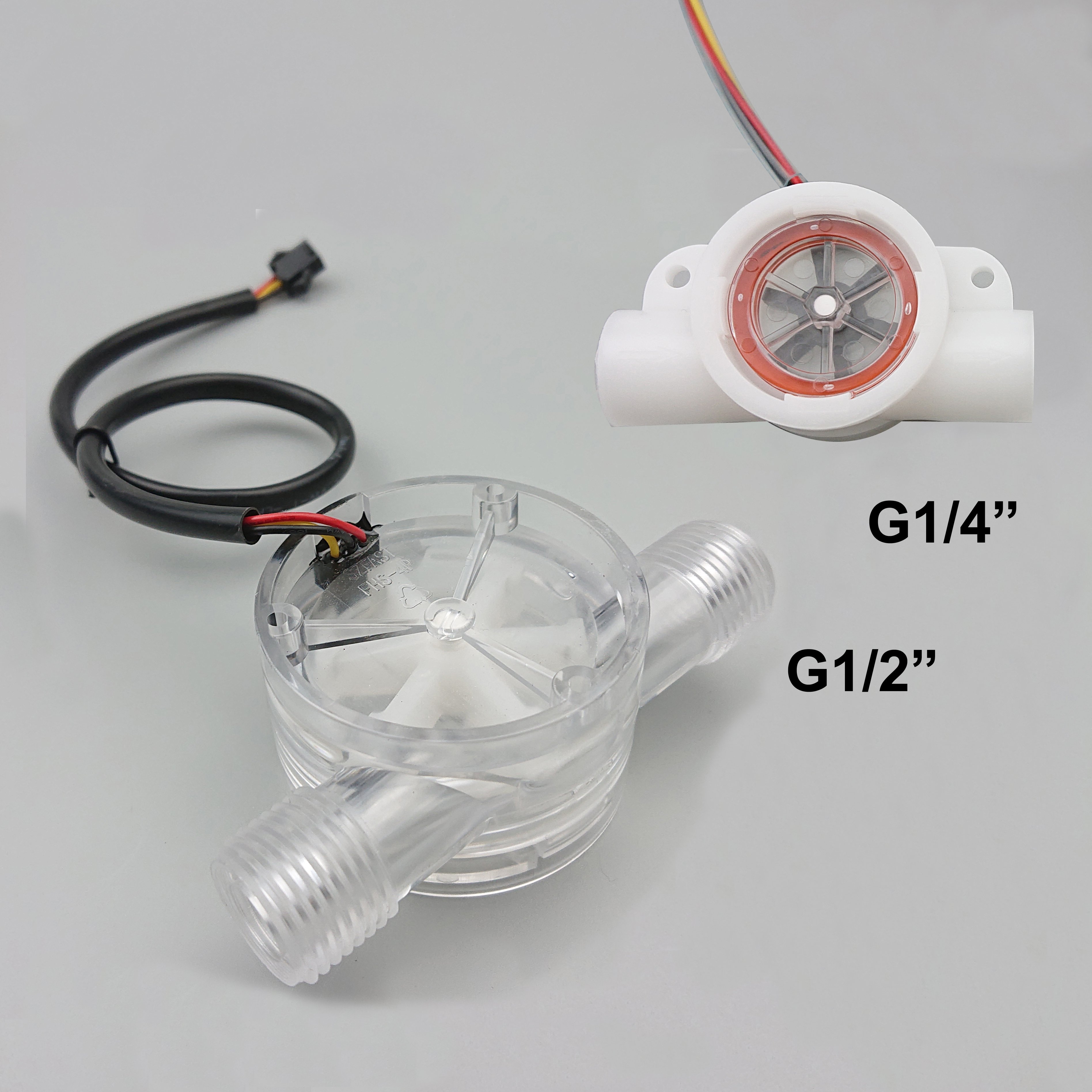 1/4" Low Water Plastic Flow Sensor Metering 0.3~5LPM With 3 Wires FHS-4P