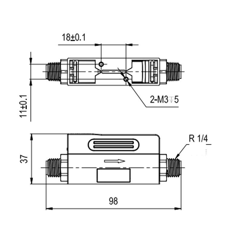 2024 New 0 ~ 50SLPM Type MEMS Mass Flow Meters With Calorimetric Sensing Quick Connector