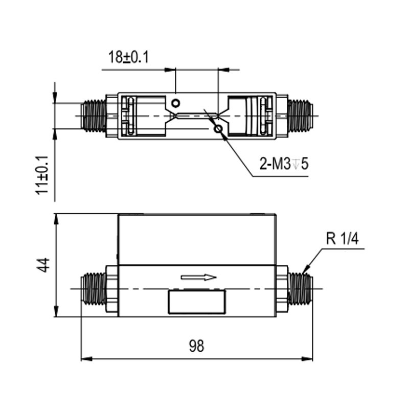 2024 New 0 ~ 50SLPM Type MEMS Mass Flow Meters With Calorimetric Sensing Quick Connector