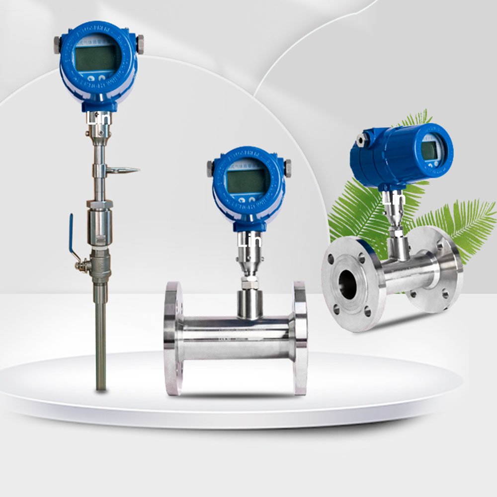 SS304 Smart Digital Compressed Air Flowmeter Co2 Methane Nitrogen Oxygen Thermal Gas Mass Flow Meter
