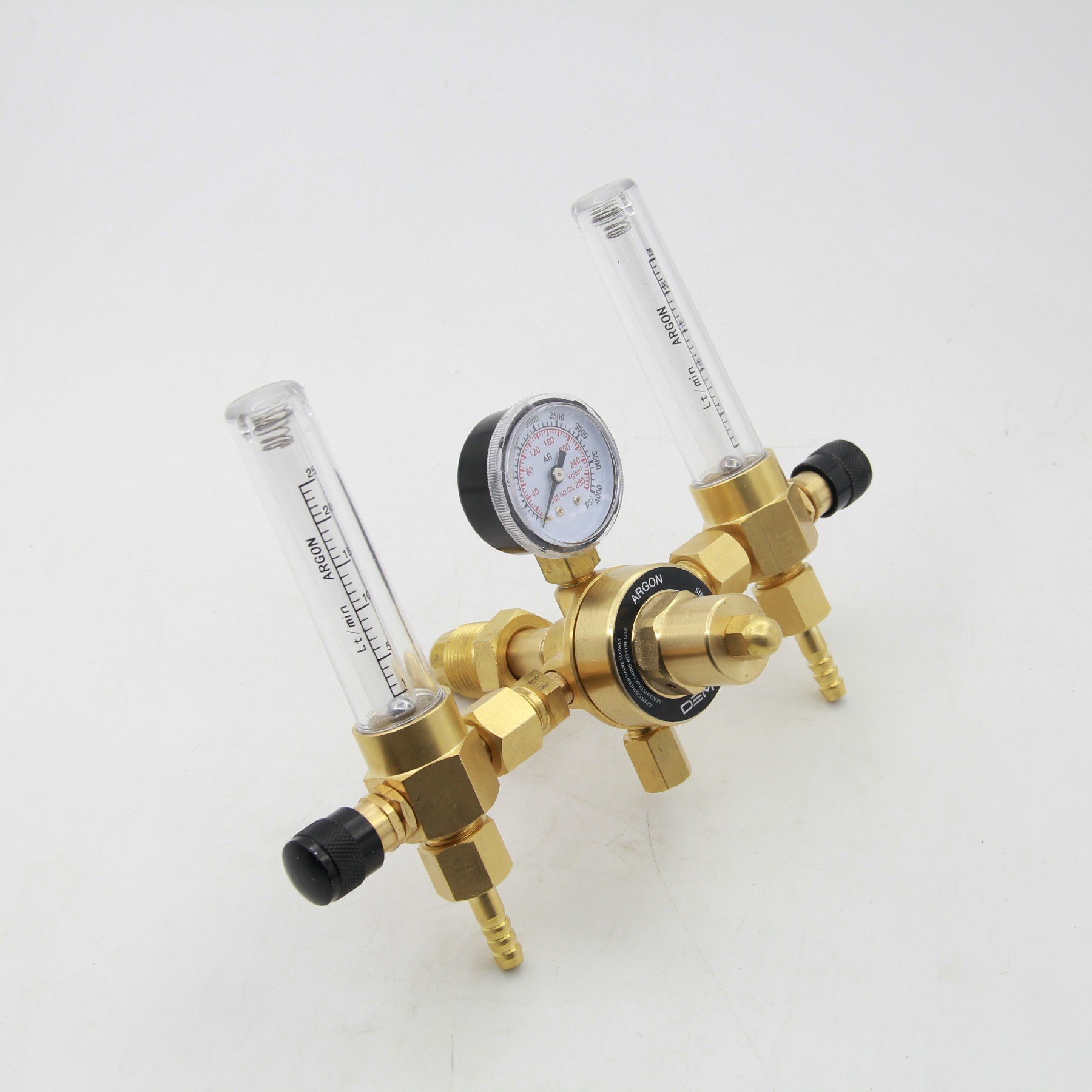DEM WR0400FL-2 Small Brass Argon Gas Pressure Regulator with Flowmeter for TIG and MIG Welding