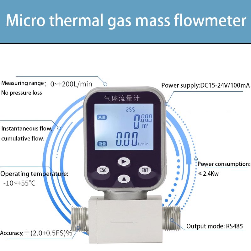 JIANT Nitrogen Oxygen Helium Gas MEMS Mass Flow Meter Thermal Sensing Technology