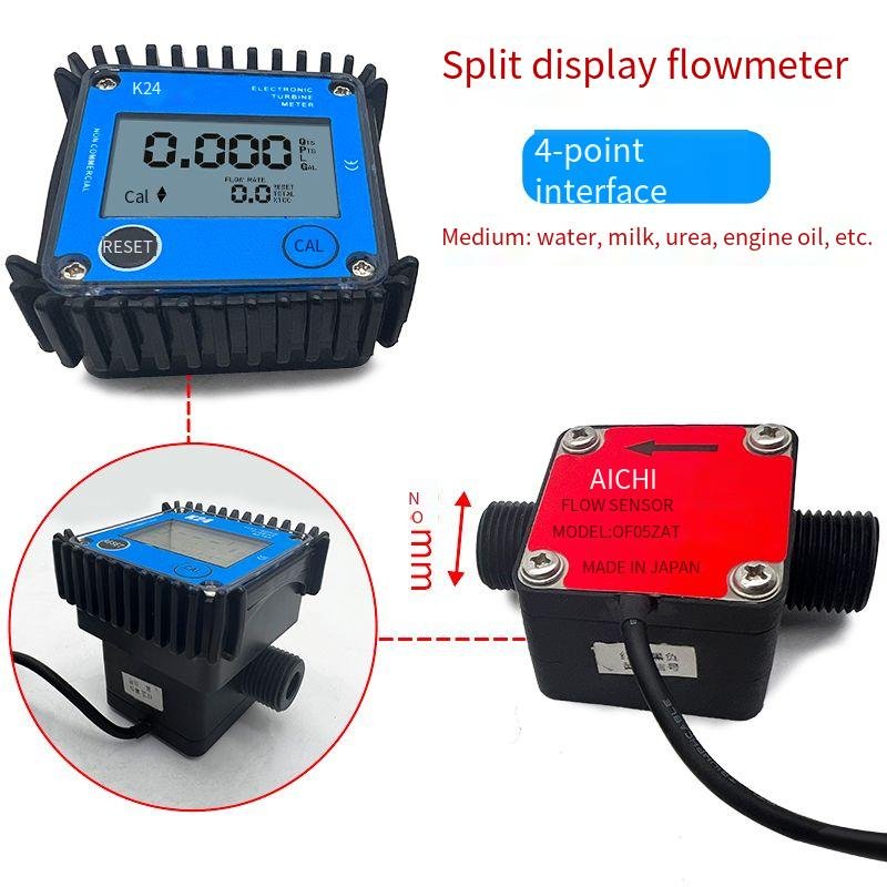 1 Inch Aluminum Alloy Gear Table 3-100L/min High Precision K24 Digital Flow Meter Micro Flow Meter Gear Flowmeter With Display