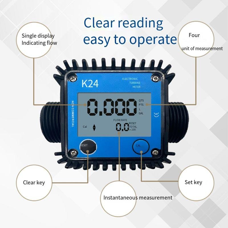 1 Inch Aluminum Alloy Gear Table 3-100L/min High Precision K24 Digital Flow Meter Micro Flow Meter Gear Flowmeter With Display