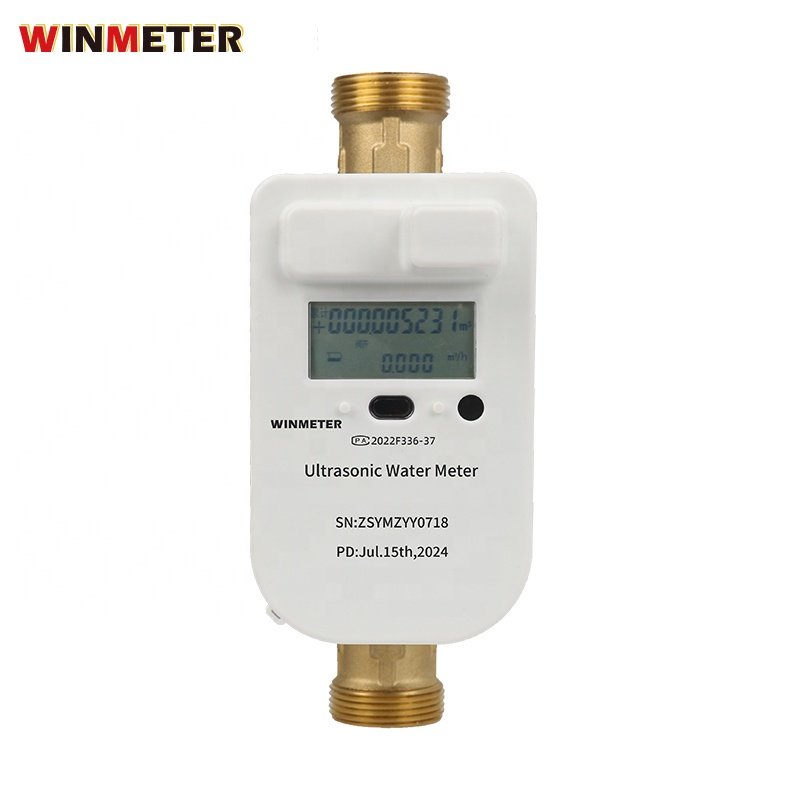 DN20 Ultrasonic Flow Water Meter Lora/Mbus/RS485/Modbus Pulse Output Wireless Digital Brass Body Customizable OEM Compteur D'eau