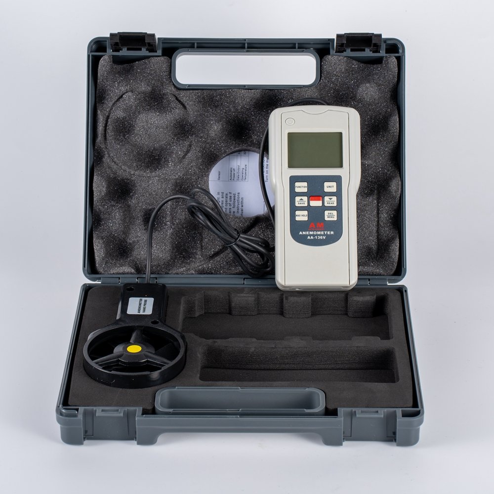 Digital Wind Speed Measurement Temperature Tester AA-136V Handheld Anemometer Lcd Display Air Flow Speed Wind Meter