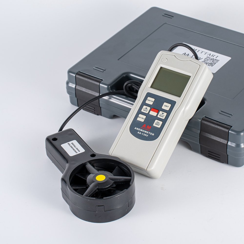 Digital Wind Speed Measurement Temperature Tester AA-136V Handheld Anemometer Lcd Display Air Flow Speed Wind Meter