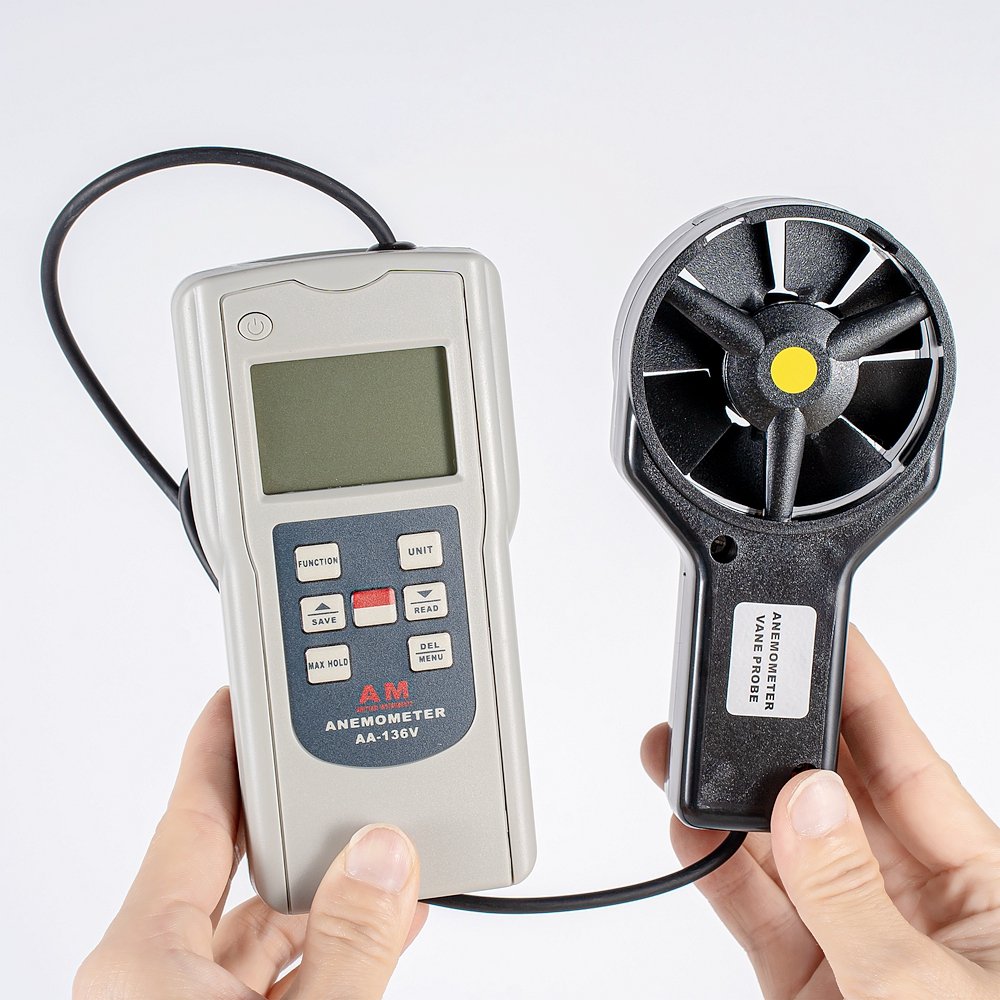 Digital Wind Speed Measurement Temperature Tester AA-136V Handheld Anemometer Lcd Display Air Flow Speed Wind Meter