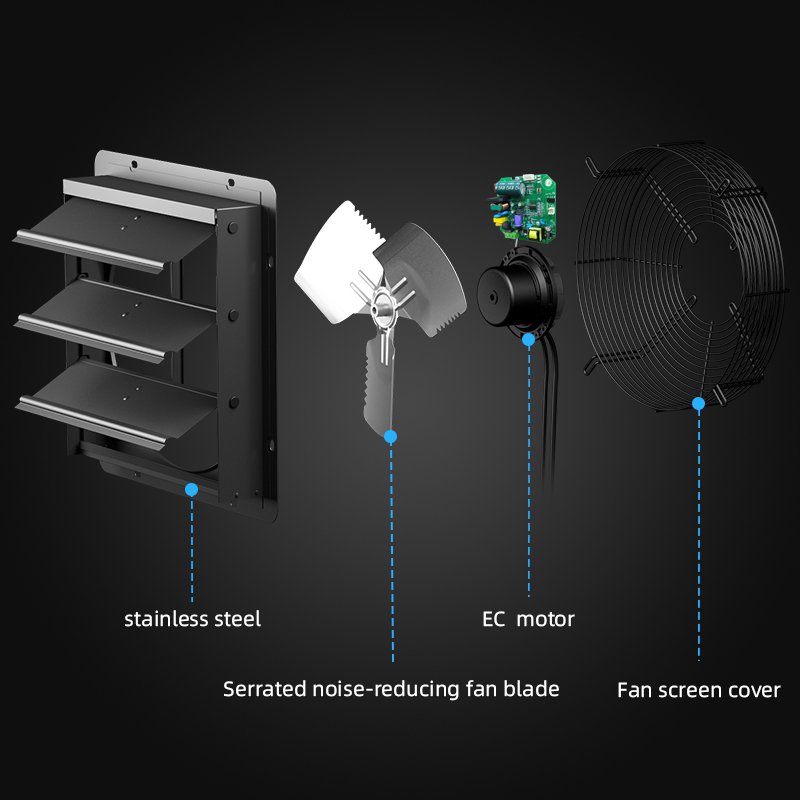 DEFENG Manufacturer Dc Motor 12V with Solar Panel 800 Cubic Meters Per Hour Temperature Sensor Exhaust Fan for Kitchen