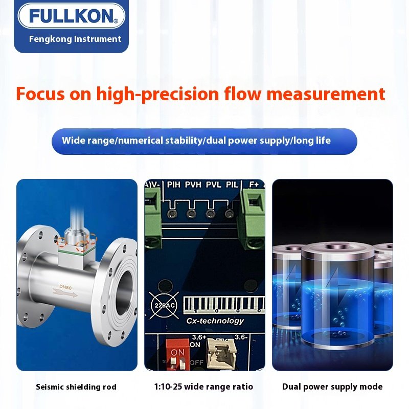 LUGB Customizable DN80 Integral Flowmeter Split Vortex Gas/Compressed Air/Boiler Steam/Nitrogen/Oxygen Meter for Liquids