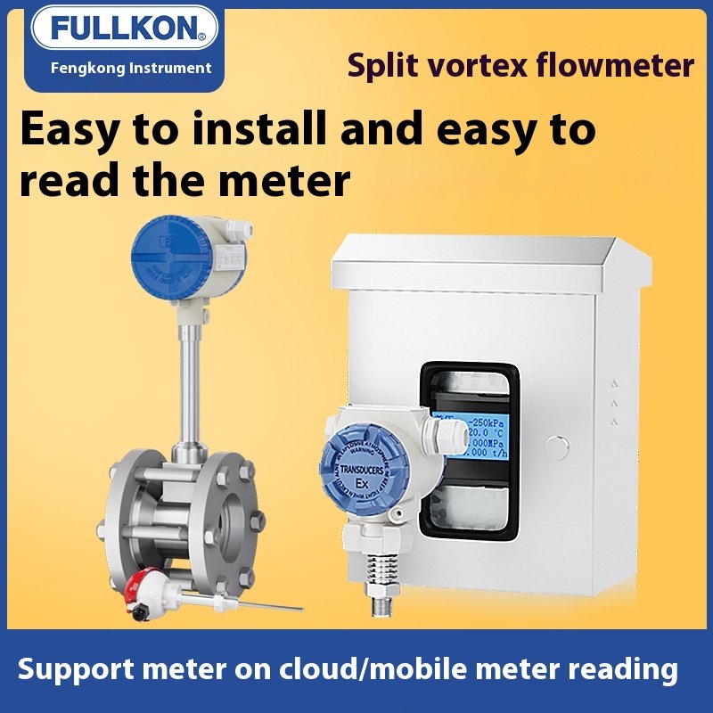 LUGB Customizable DN80 Integral Flowmeter Split Vortex Gas/Compressed Air/Boiler Steam/Nitrogen/Oxygen Meter for Liquids