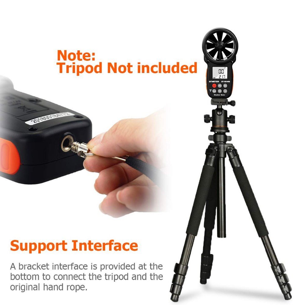 BT-100-WM Digital Anemometer for Measure Wind Speed/Temp,Wind Chill Tester Humidity,Altitude for Climbing Drone HVAC CFM