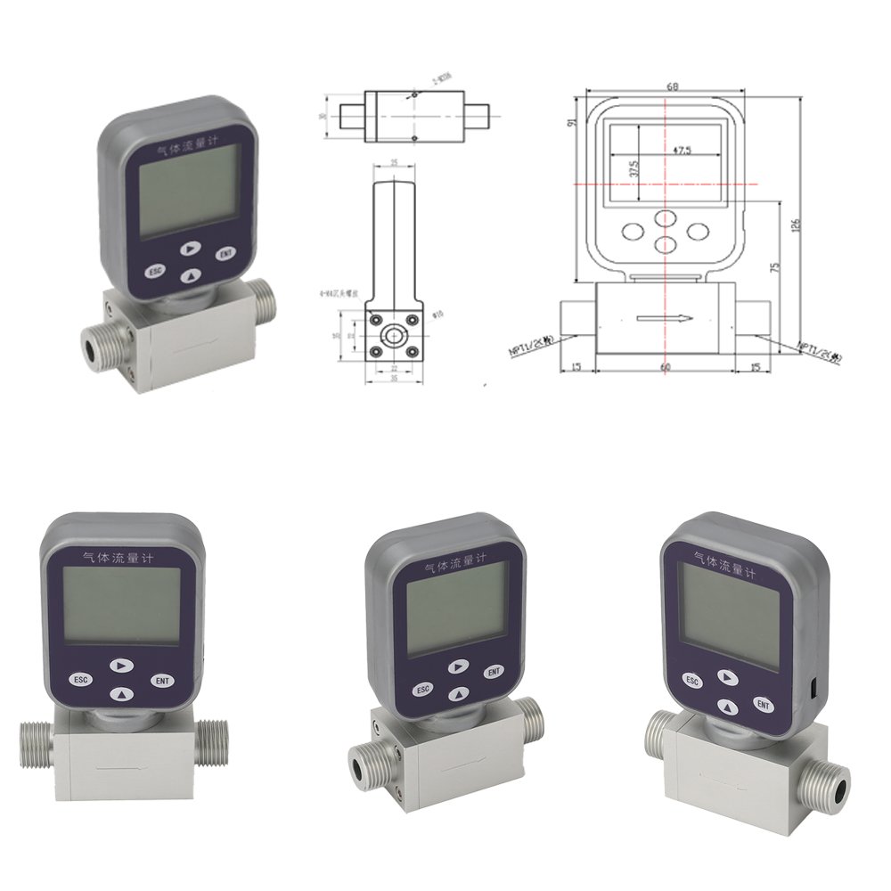 JIANT Thermal Mass Gas Flowmeter Nitrogen Oxygen Hydrogen Helium Argon Methane Propane Strip With485