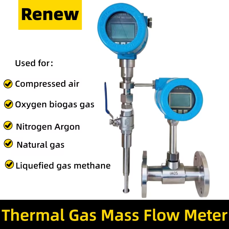 Thermal Gas Mass Flow Meter Insertion Type Flange Type Pipeline Compressed Air Natural Gas Oxygen Nitrogen Digital Display Meter