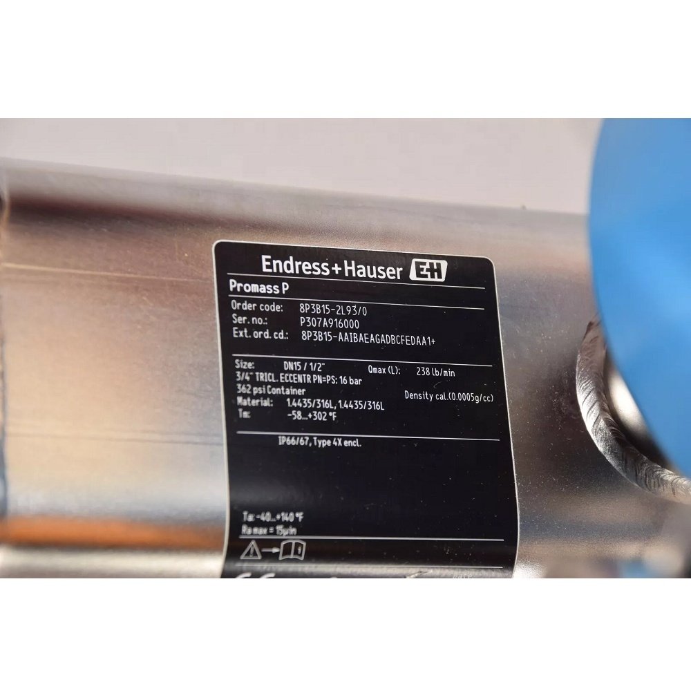Endress+Hauser Proline Promass P 300, 8P3B15, DN15 1/2" Coriolis Flowmeter 8P3B15-AAIBAEAGADBCFEDAA1+ Mass Flow Controller