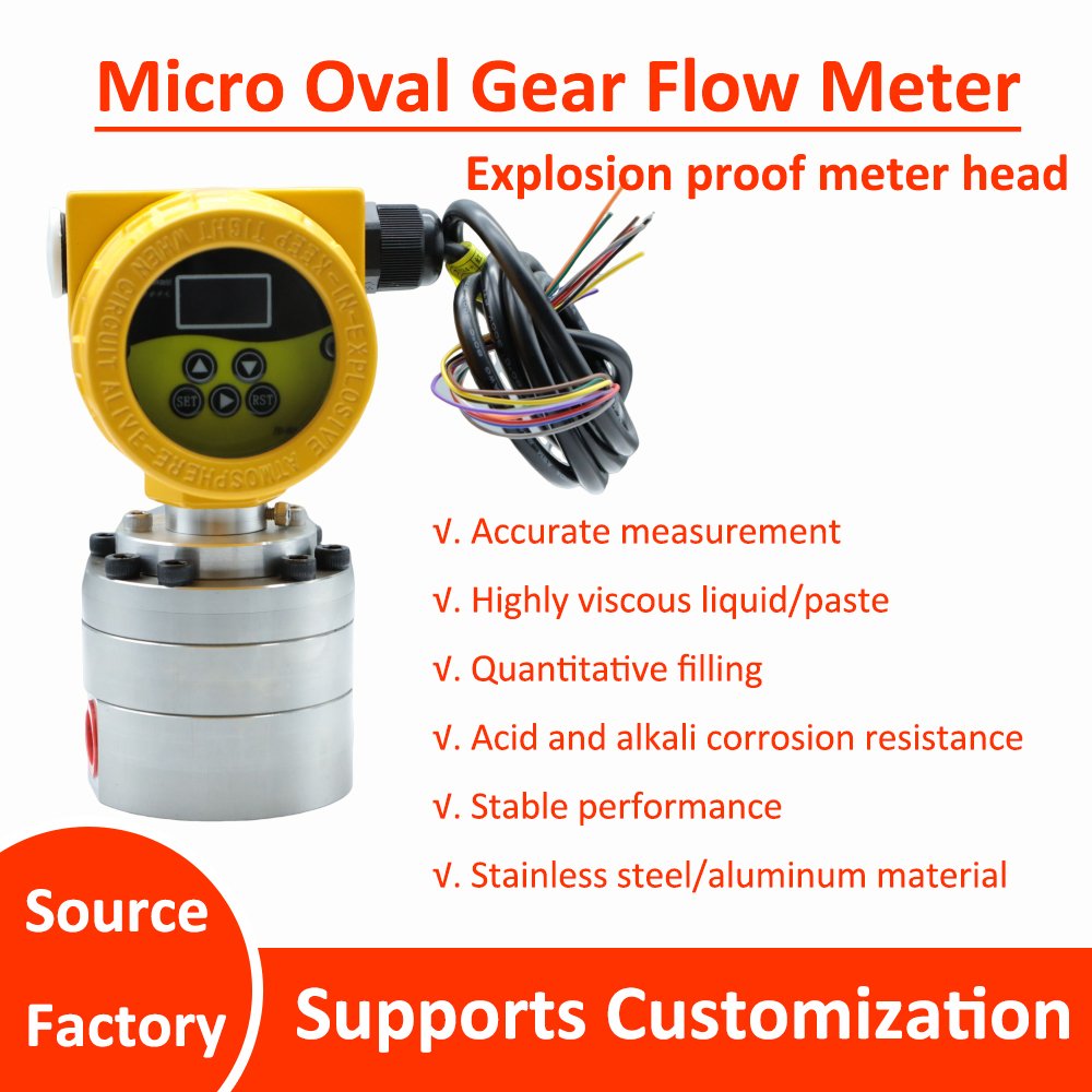 Shanghai Jishen Fuel Oil Furnace Oil Flow Meter Epoxy Resin Micro Oval Gear Flow Meter with Digital Display Meter